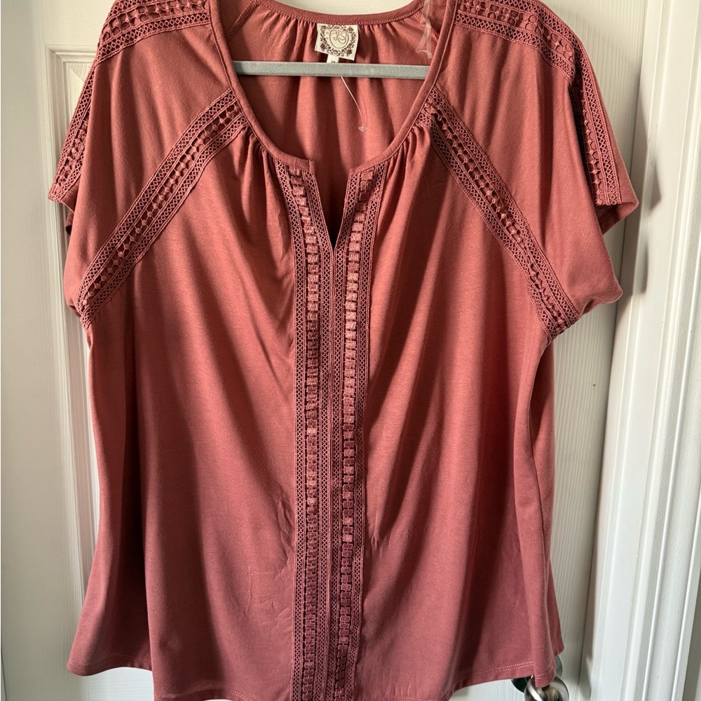 Elegant Mauve Crochet Detail Blouse